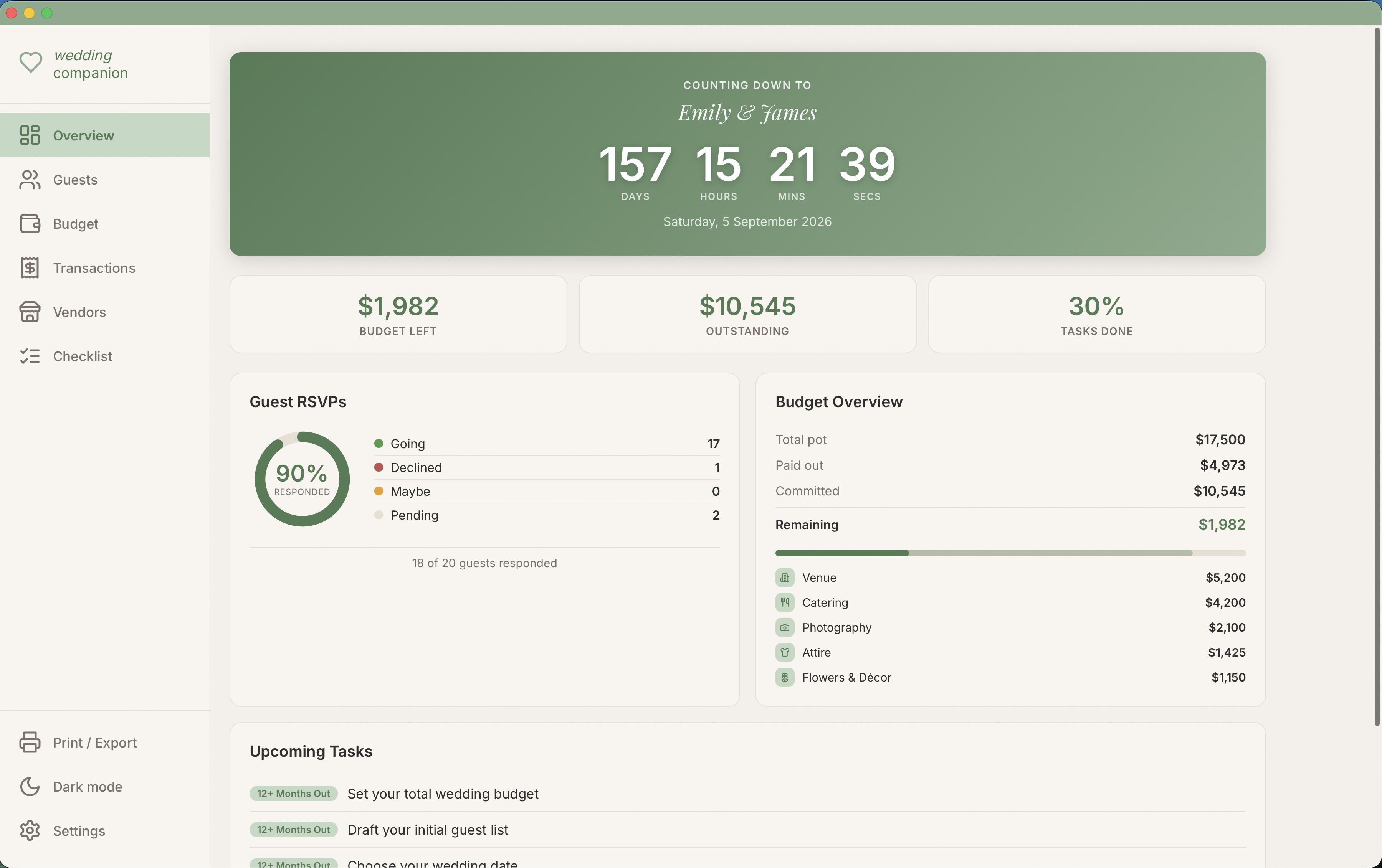 Wedding Companion Dashboard